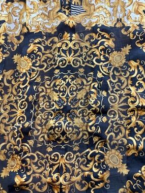 Baroque Gold Scroll Print Scarf on Black